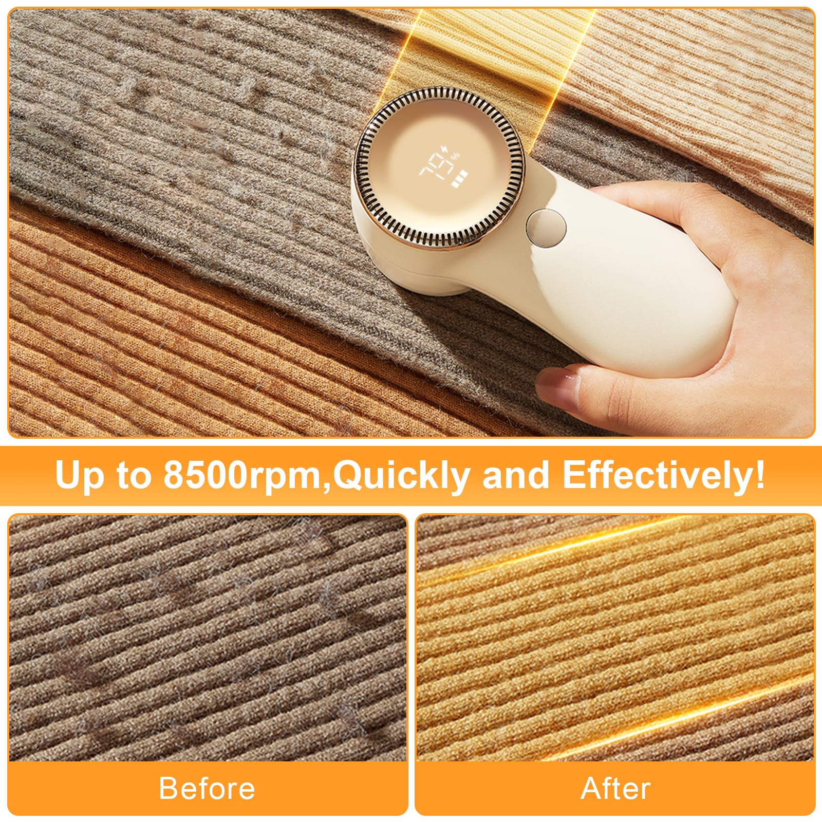 Levapelucchi Elettrico BZGG - 6 Lame, 3 Velocità, Display LCD, Ricaricabile USB-C - Foto 2