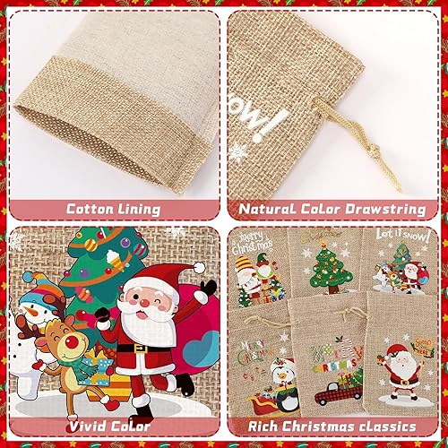 Miniatura 3 de JUNEBRUSHS Bolsas de regalo de arpillera del día de San Patricio, paquete de 20 bolsas de arpillera de lino de San Patricio con cordón para el día