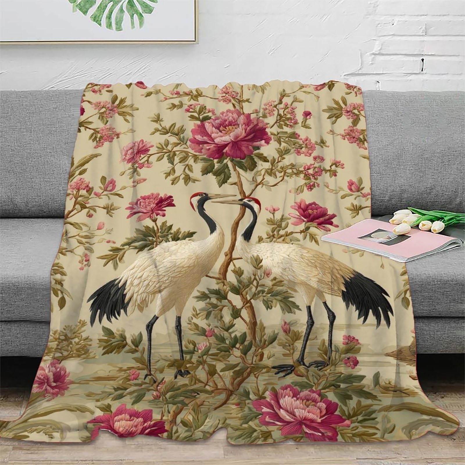 Flore et faune luxuriantes Ropa Cama Para Adolescente Estampada Manta De Felpa Cómoda Y Suave Y Esponjosa Adecuada Para Sofá Cama Sofá 80x90inch(200x230cm)