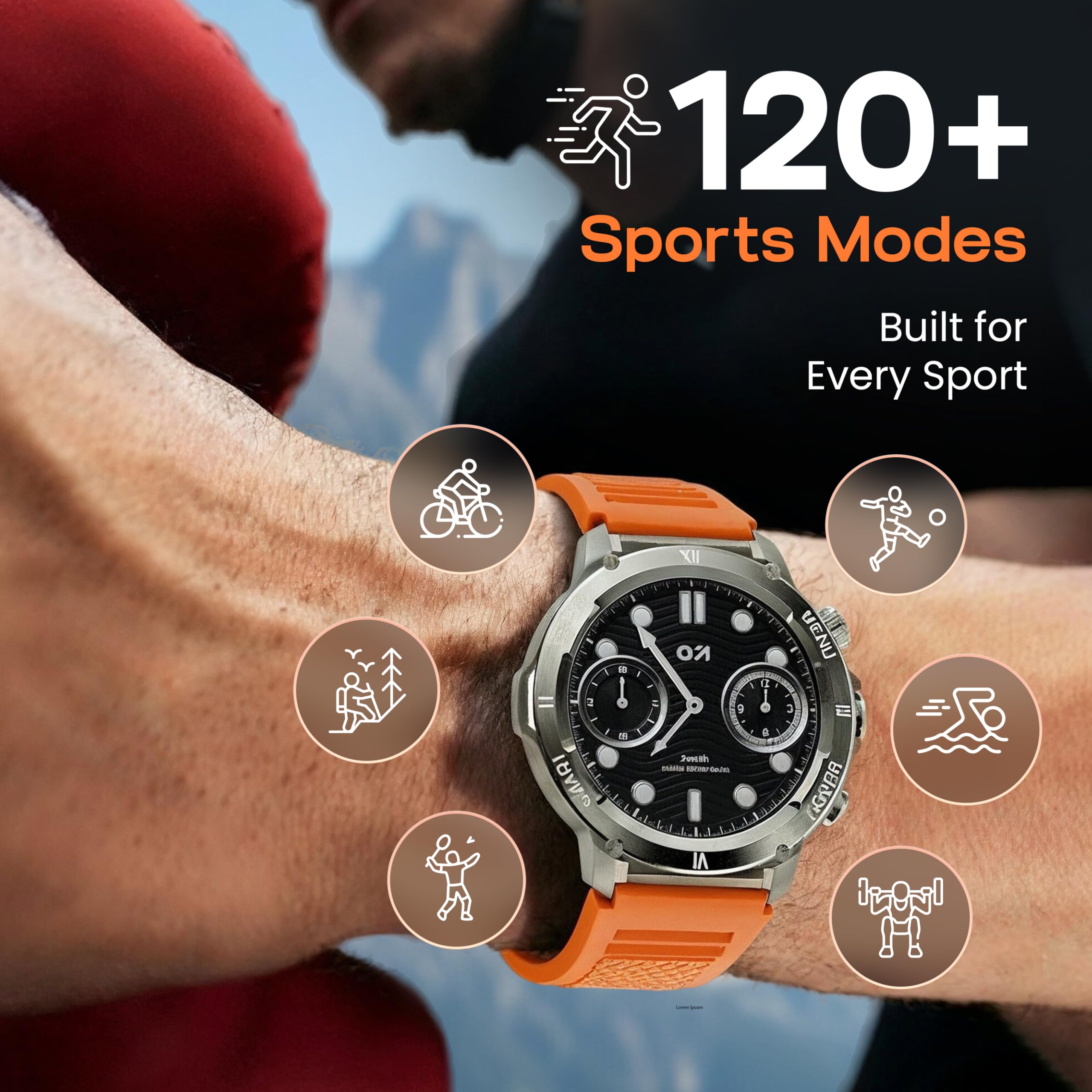 GOBOULT Newly Launched Tuff Hawk Smart Watch 1.39'' HD Display, BT Calling, Working Crown, 150+Watchfaces, 450 Nits Brightness, AI Voice Assistant, SpO2 Monitoring (Green) (Green) — Amazon image 7