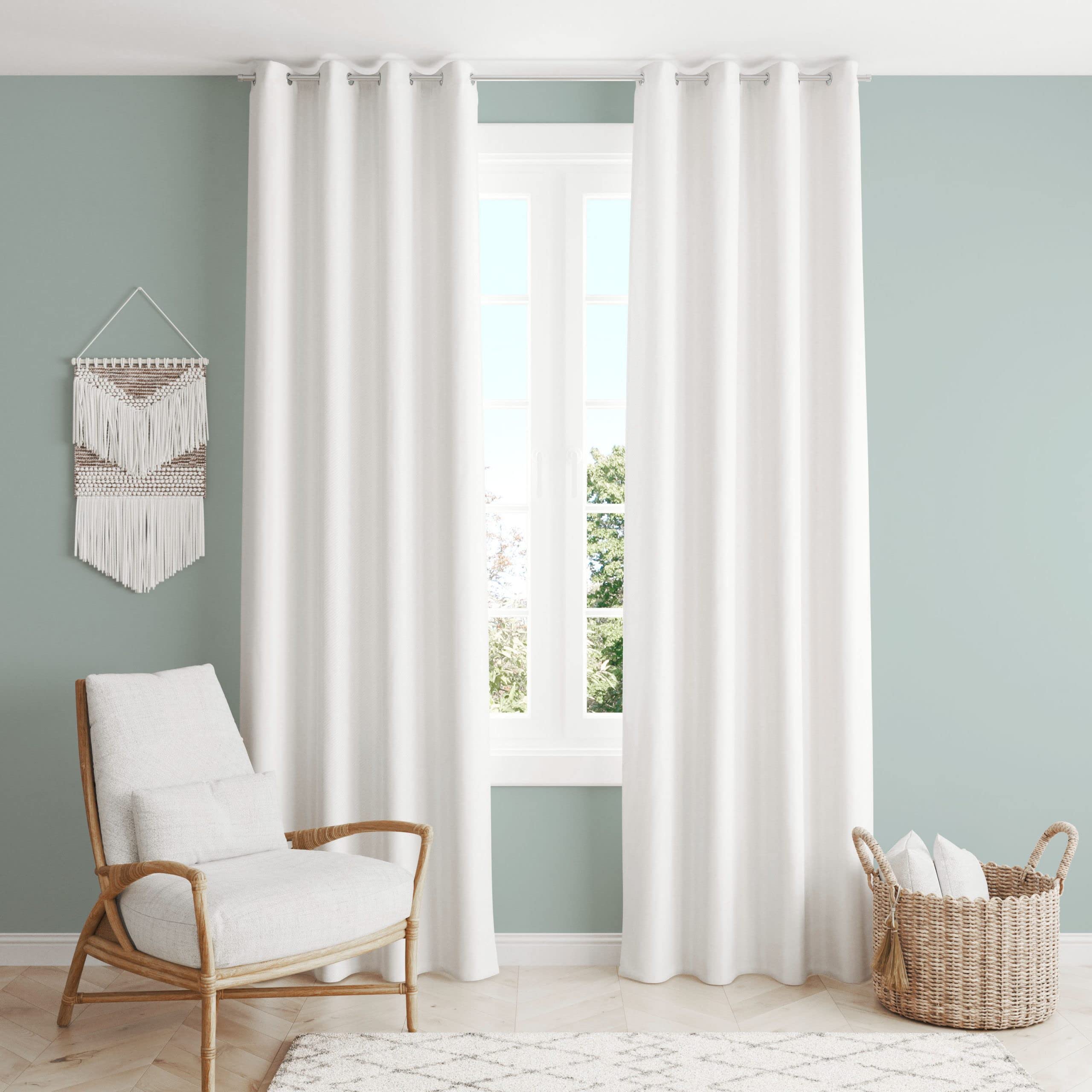 Dalina Textil- Cortina Salón Dormitorio Liso Color Blanco - Cortina con Ojales Poliéster Color Sólido para Salón Dormitorio 2 Unidades 140x260cm