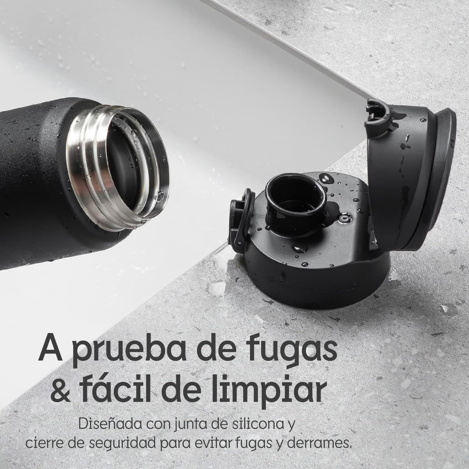 RhinoShield AquaStand Botella Térmica Compatible con MagSafe 700ml - Blanco | Acero inoxidable, botella deportiva sin pajita, asa compatible con MagSafe, trípode multiángulo y cierre hermético.