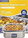 SMARTAKE Electric Roaster Liners, 10 Count Disposable Roaster Liners, Fits 16, 18, 22 Quart Roasters, Roaster Pan Oven Liners Plastic Cooking Bags for Instant Cleanup, 18 x 34 Inch
