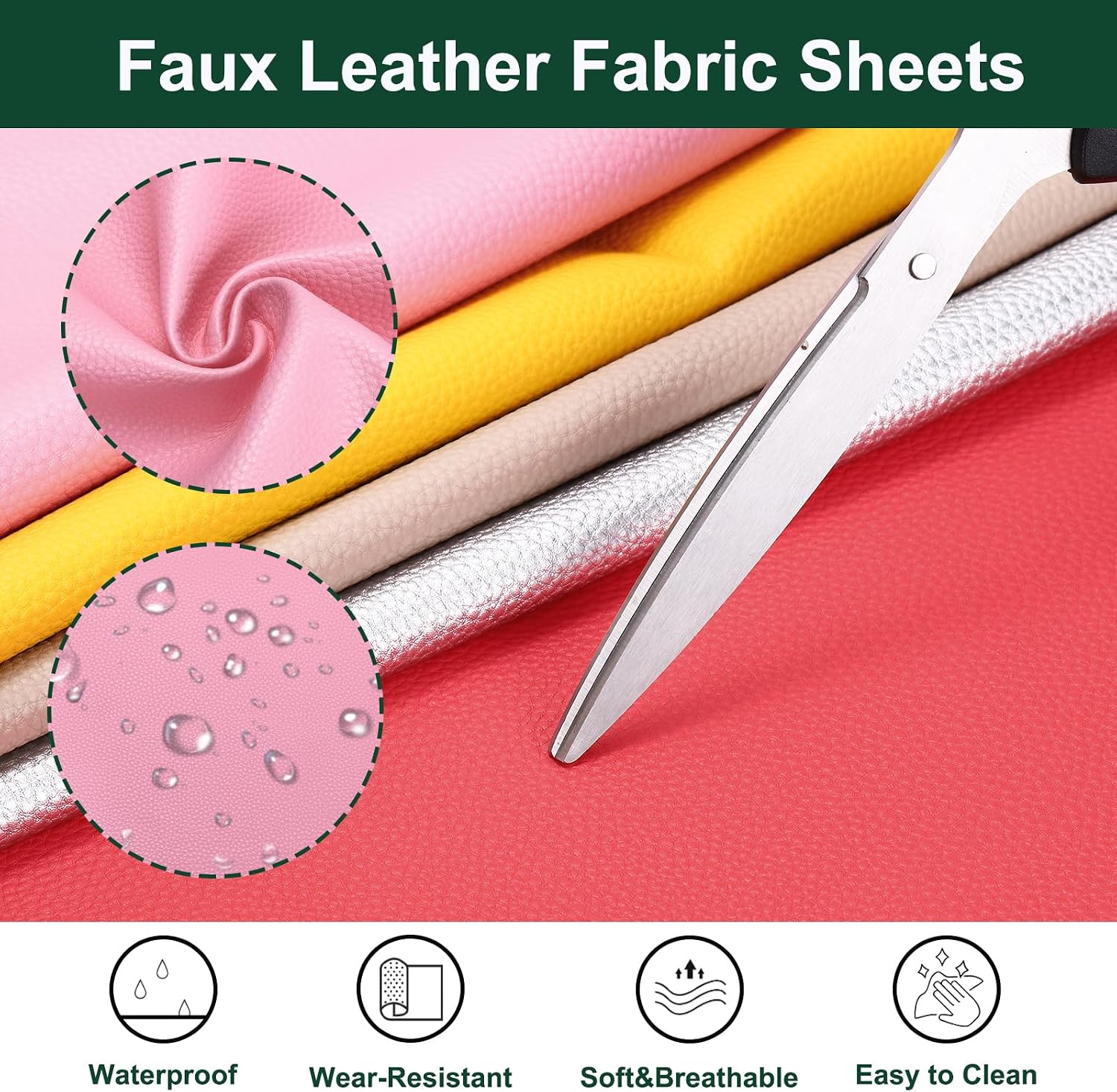 MECCANIXITY Faux Leather Fabric Sheets, 54x36 Inch Waterproof Solid Soft PU Synthetic Leather Sheet for Upholstery Replacement Renovate Furniture Bag Crafts DIY Sewings(Pink)