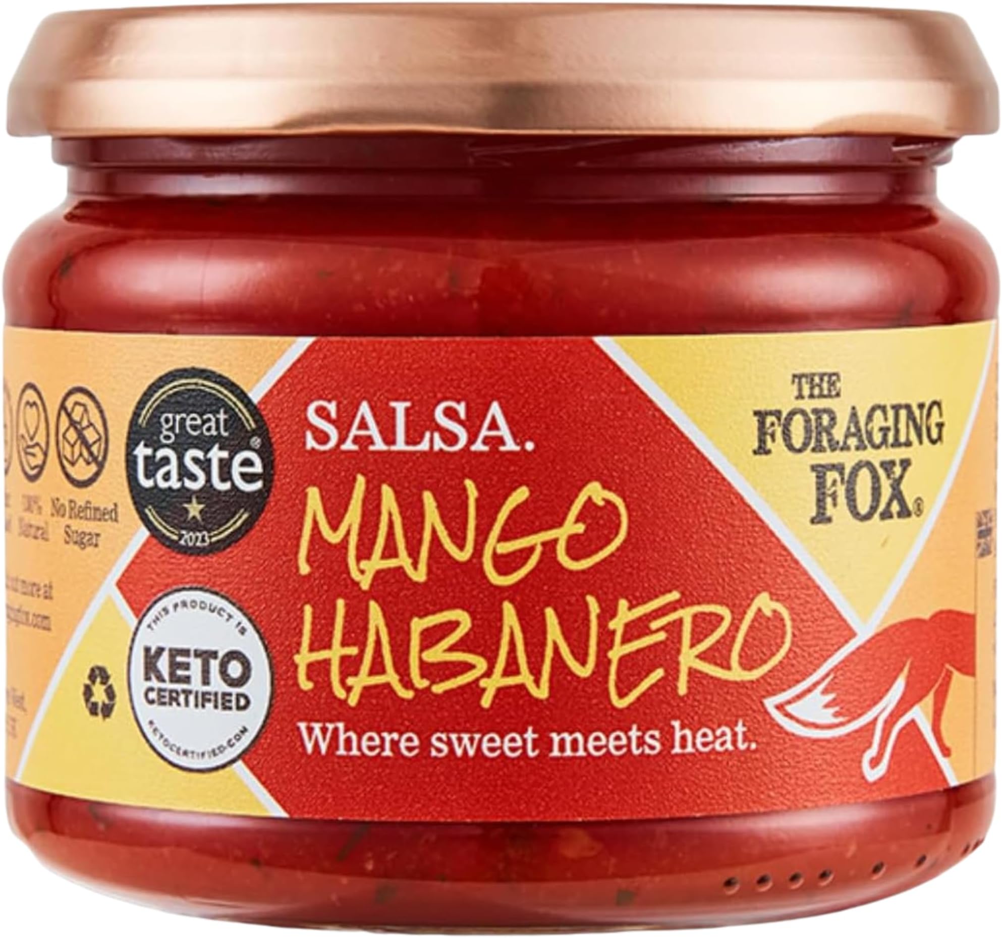 Mango Habanero Salsa – 100% Natural, No Added Sugar, Keto & Vegan Friendly – Spicy Sweet Low Carb, Gluten Free Mexican Dipping Sauce – 1-Pack (295g)