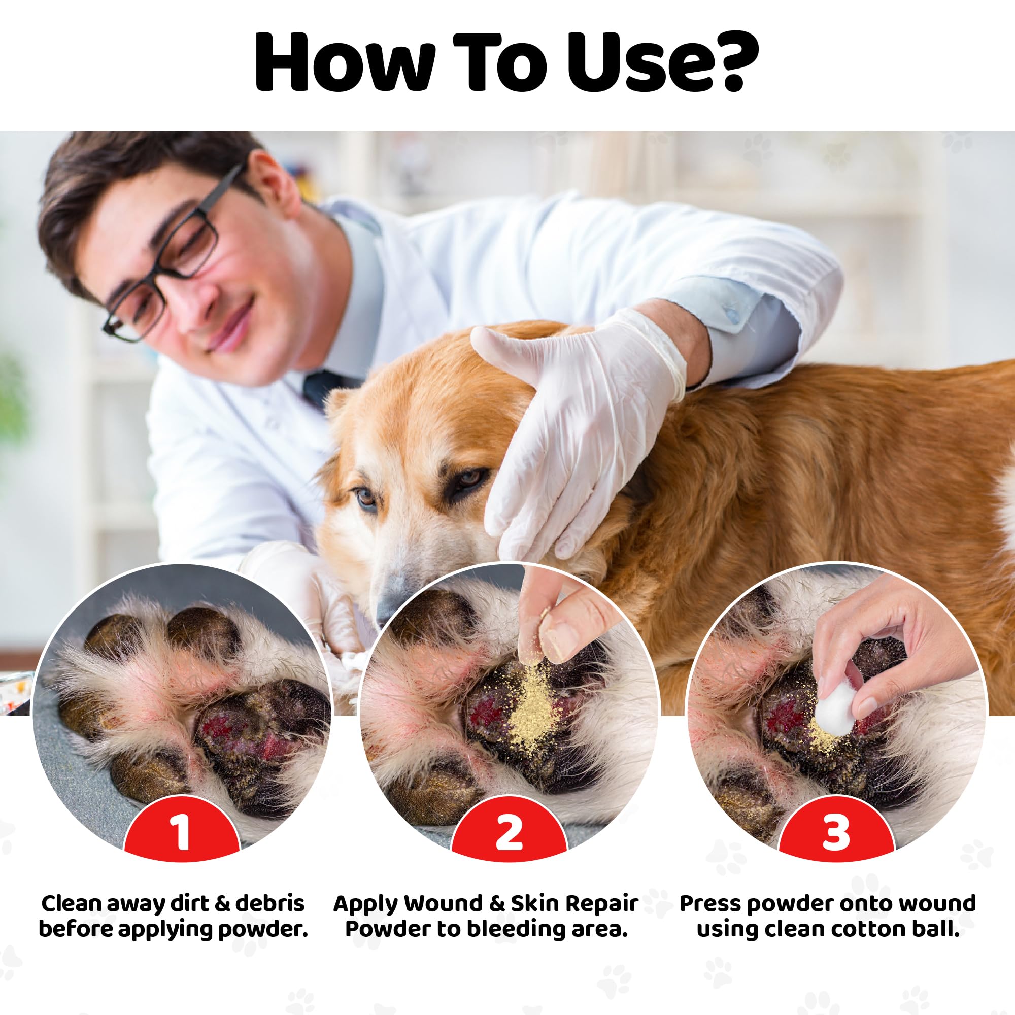 Polvo reparador de heridas y Piel para Perros | Polvo estíptico para Perros Detiene el Sangrado, repara rápidamente heridas y Piel dañada en Perros | Tratamiento Seguro para Mascotas para Cortes