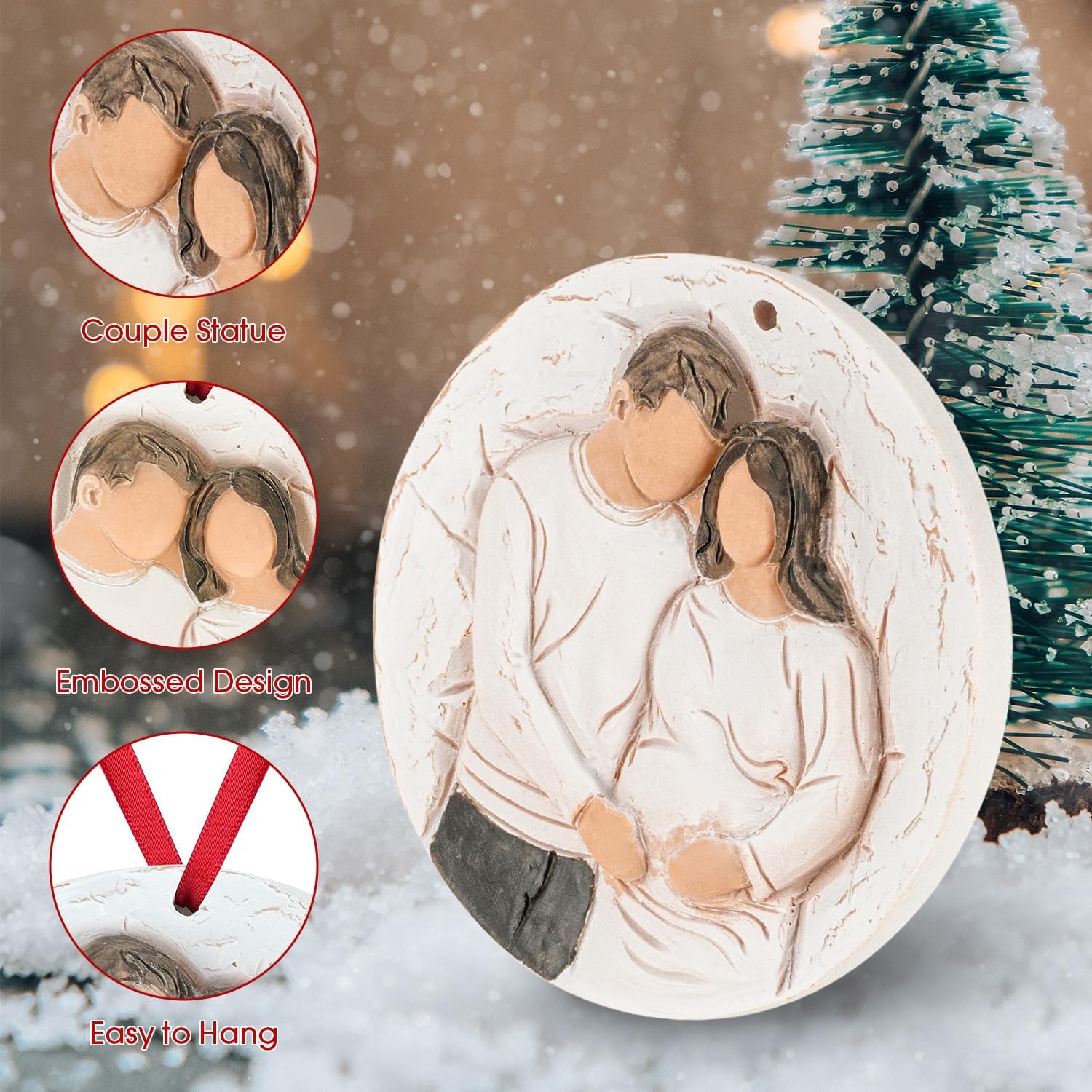 3D Expecting Baby Christmas Ornament 2026 for New Parents - Pregnant Announcement Gifts for Husband Grandparents Family Aunt - Baby Announcements Ideas Gifts for Expecting Parents to Be 2026 image 4