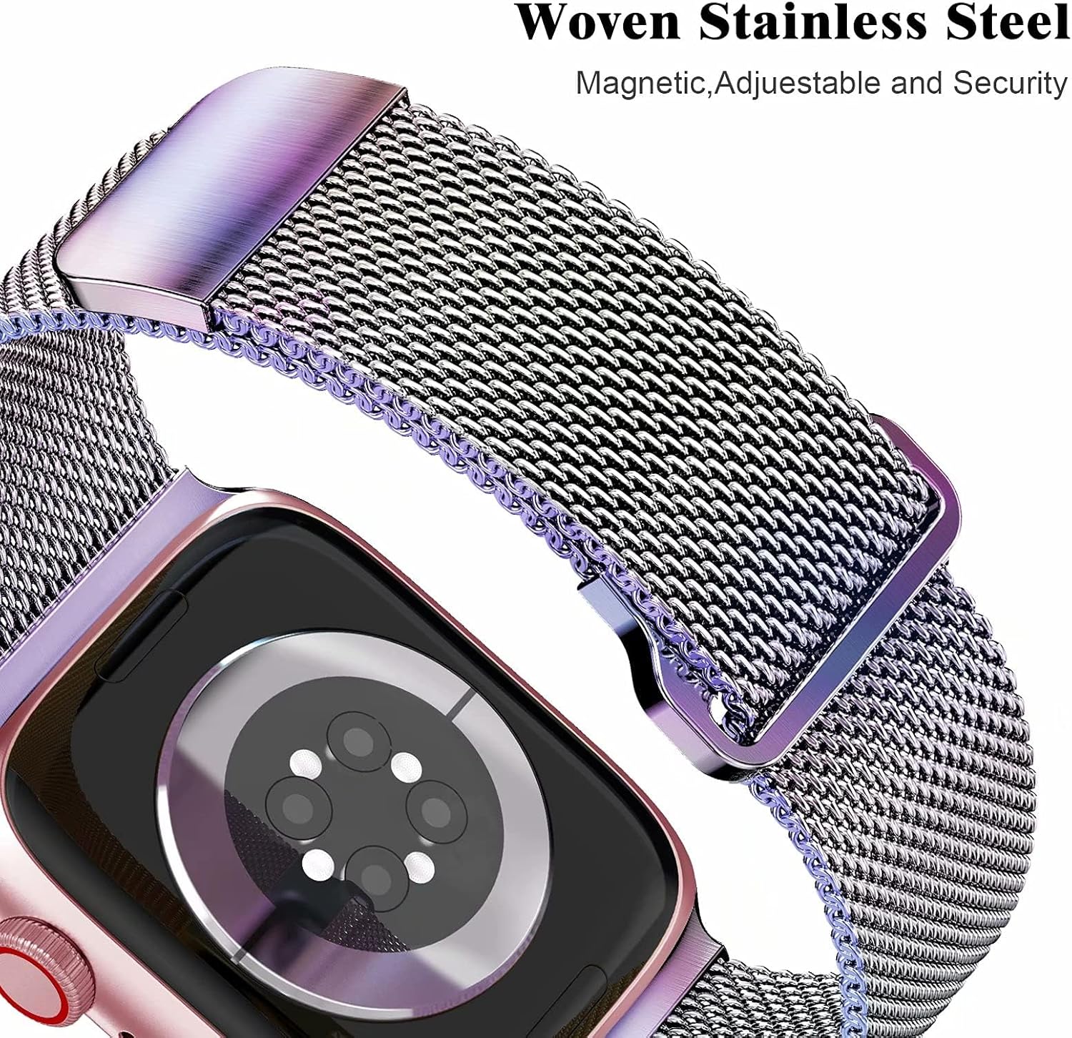 Geoumy Metal Magnetic Bands Compatible for Apple Watch Band Series 10 42mm with Case, Stainless Steel Milanese Mesh Loop Replacement Strap Compatible with iWatch Series 11-1 SE Women Men,Colorful - Image 3