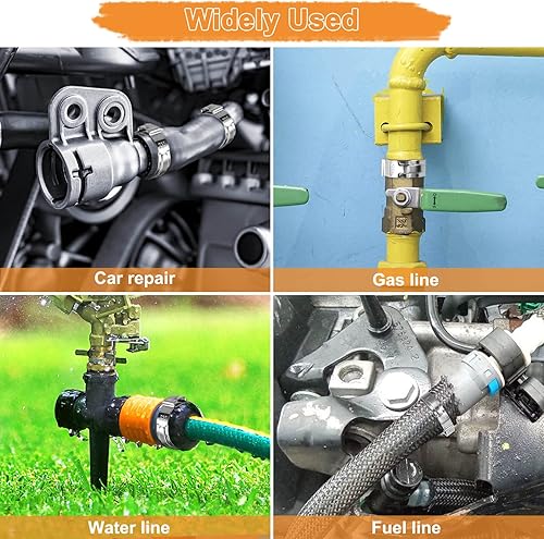 Miniatura 3 de 120 abrazaderas de manguera de oreja única de acero inoxidable 304, 11 tamaños, 0.236-1.303 in, kit surtido de anillos de cincha sin escalones con