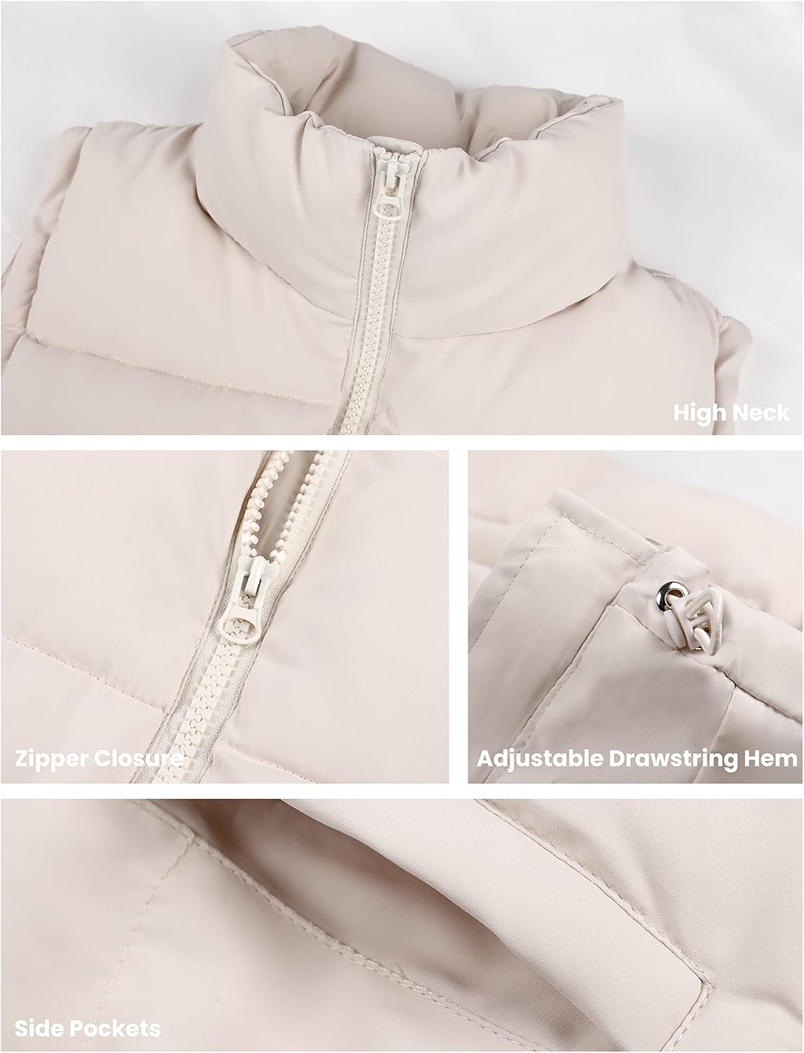 Athlisan Womens Zip Up Puffer Vest Stand Collar Sleeveless Padded Jacket Coat - Image 4