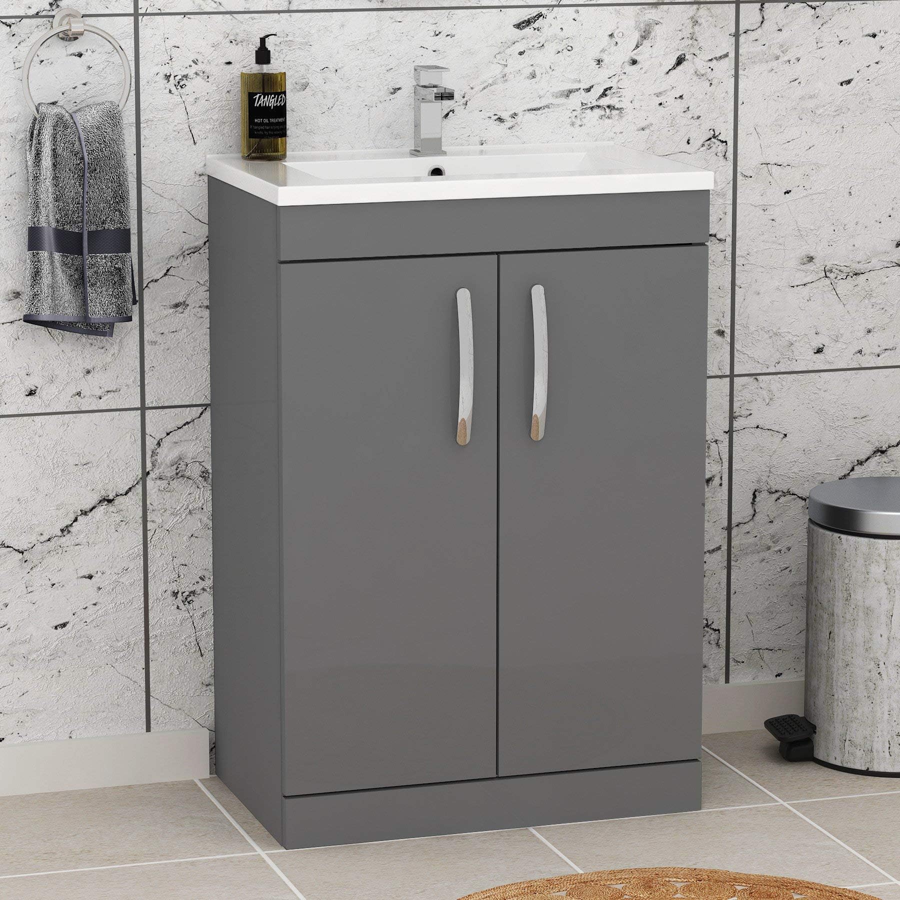 Artis 600mm Bathroom Vanity Unit Countertop Rectangular Basin Floor ...