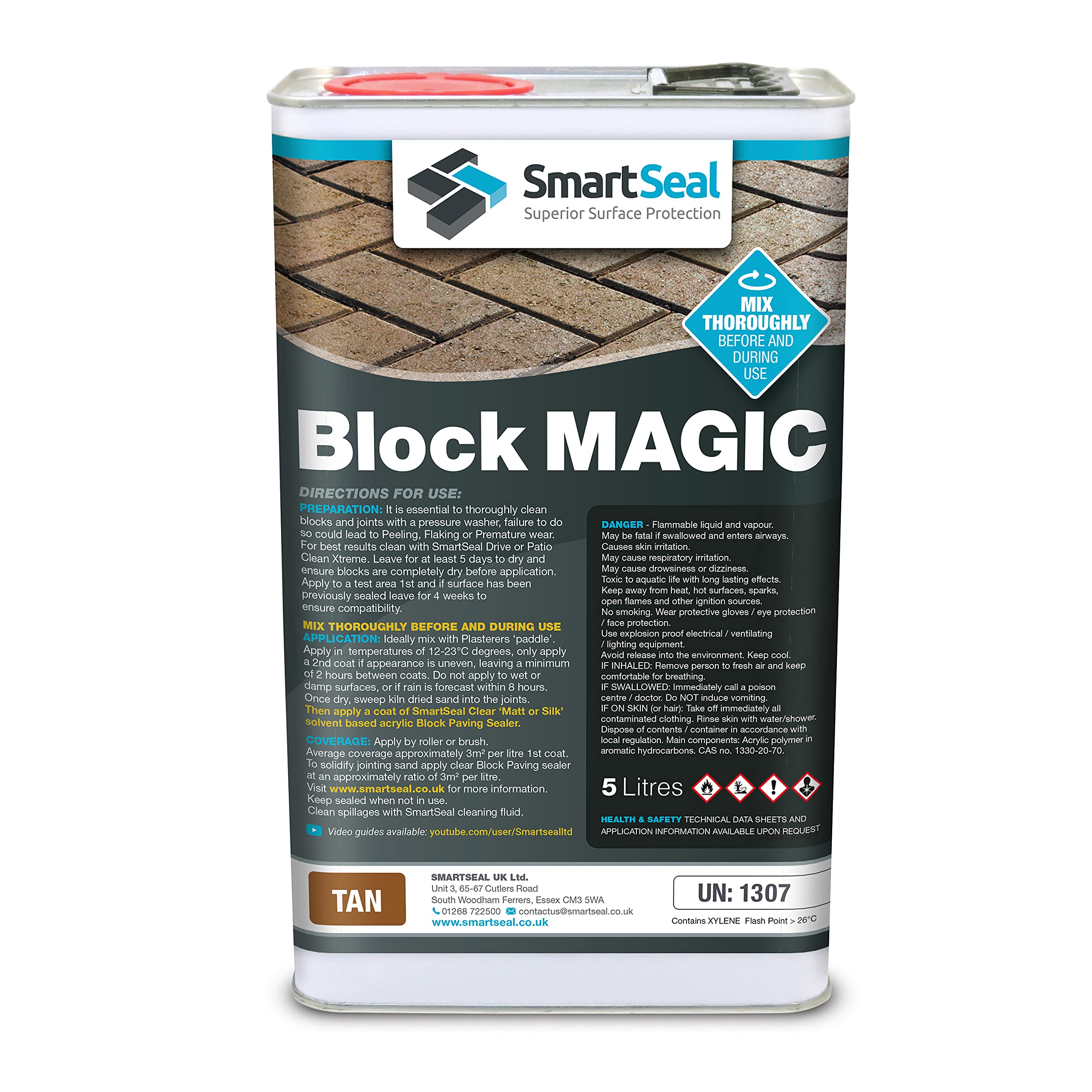 Smartseal ‘Block Magic' – A Re-Colouring Block Paving Sealer. Superior to a Concrete Paint - Transform Old Block Paved Drives or Patios - Easy to Apply (Tan, 5 Litre)