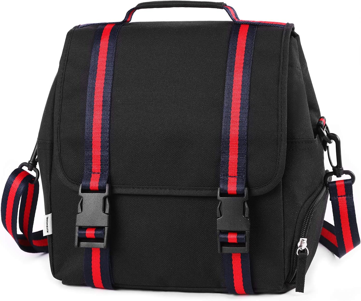 Aicehome Insulated Lunch Bag with Adjustable Shoulder Strap, Waterproof and Leakproof Lunch Tote Bag for Work and Picnic with Black Color