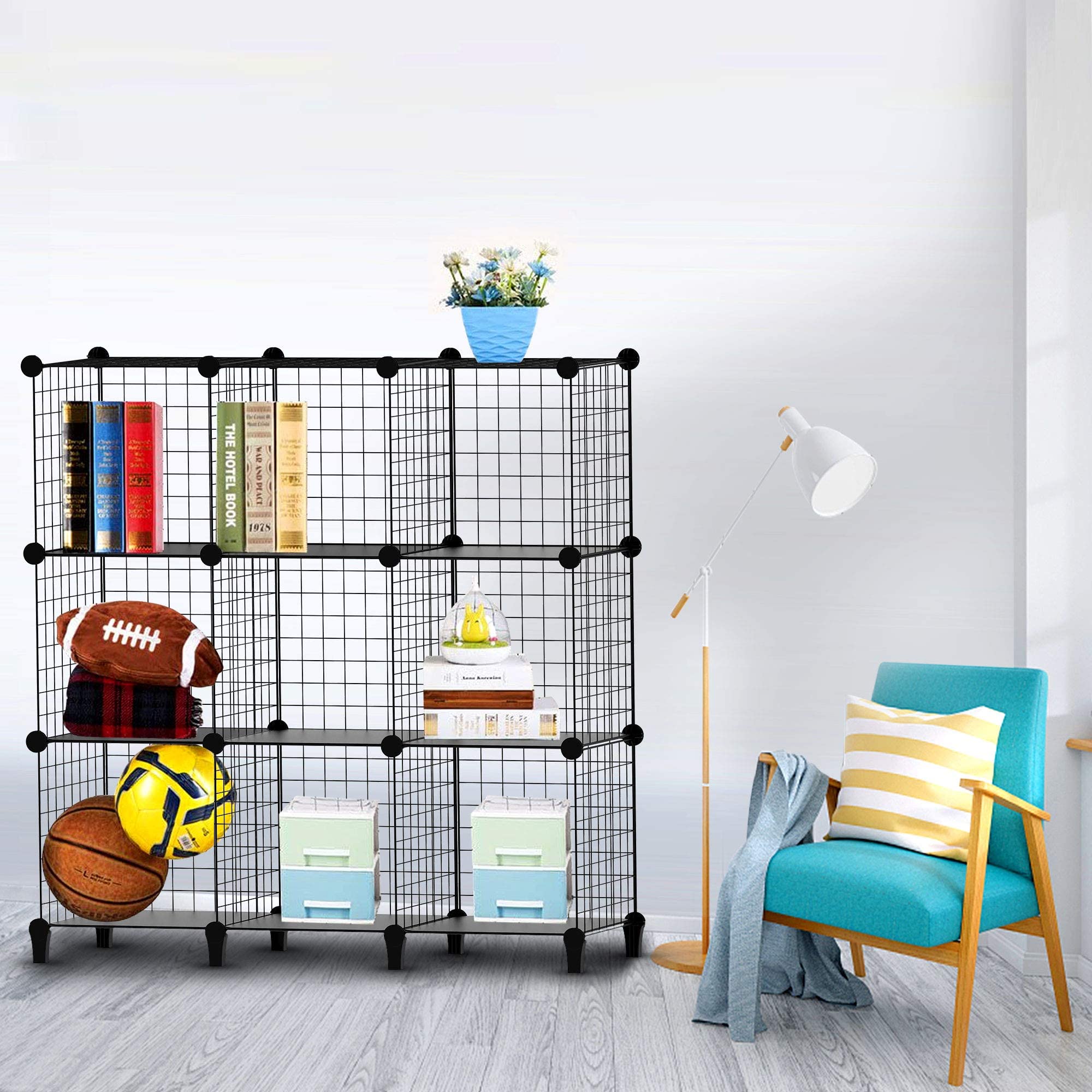 Wire Cube Storage, Storage Shelves 9 Cube Bookshelf Bookcase Closet