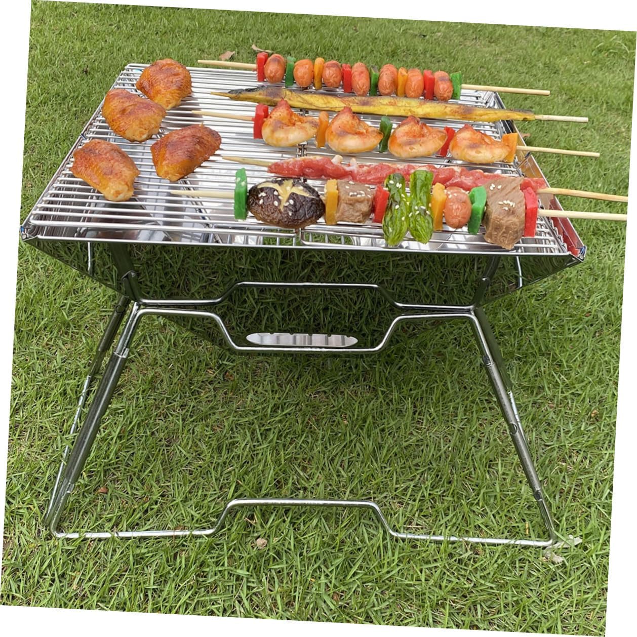 Portable Camping Barbecue Grill Foldable Wear-resistant Outdoor Bbq Rack for Hiking and Travel Camp Kitchen Cooking