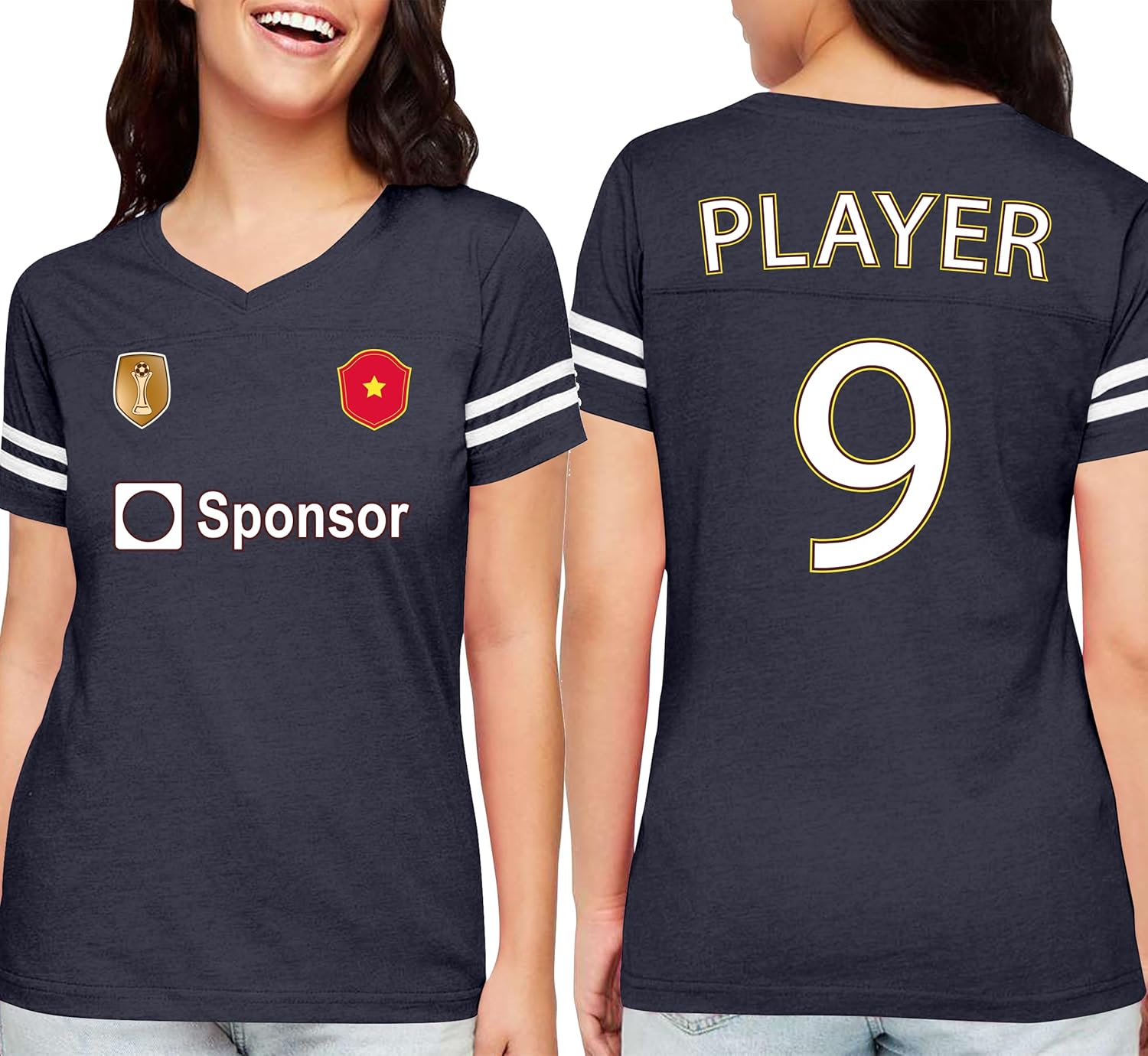 Custom Jersey T-Shirt for Women Personalized Jersey Shirt Add Your Text Image Design 2-Side - Image 4