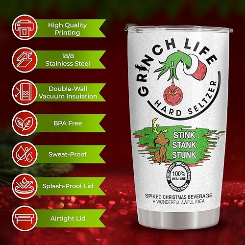 Vista 43 de Vaso de gato de terror con tapa, taza de película de terror de acero inoxidable de 20 onzas, taza de café única con gatos, Navidad, Halloween, Vaso