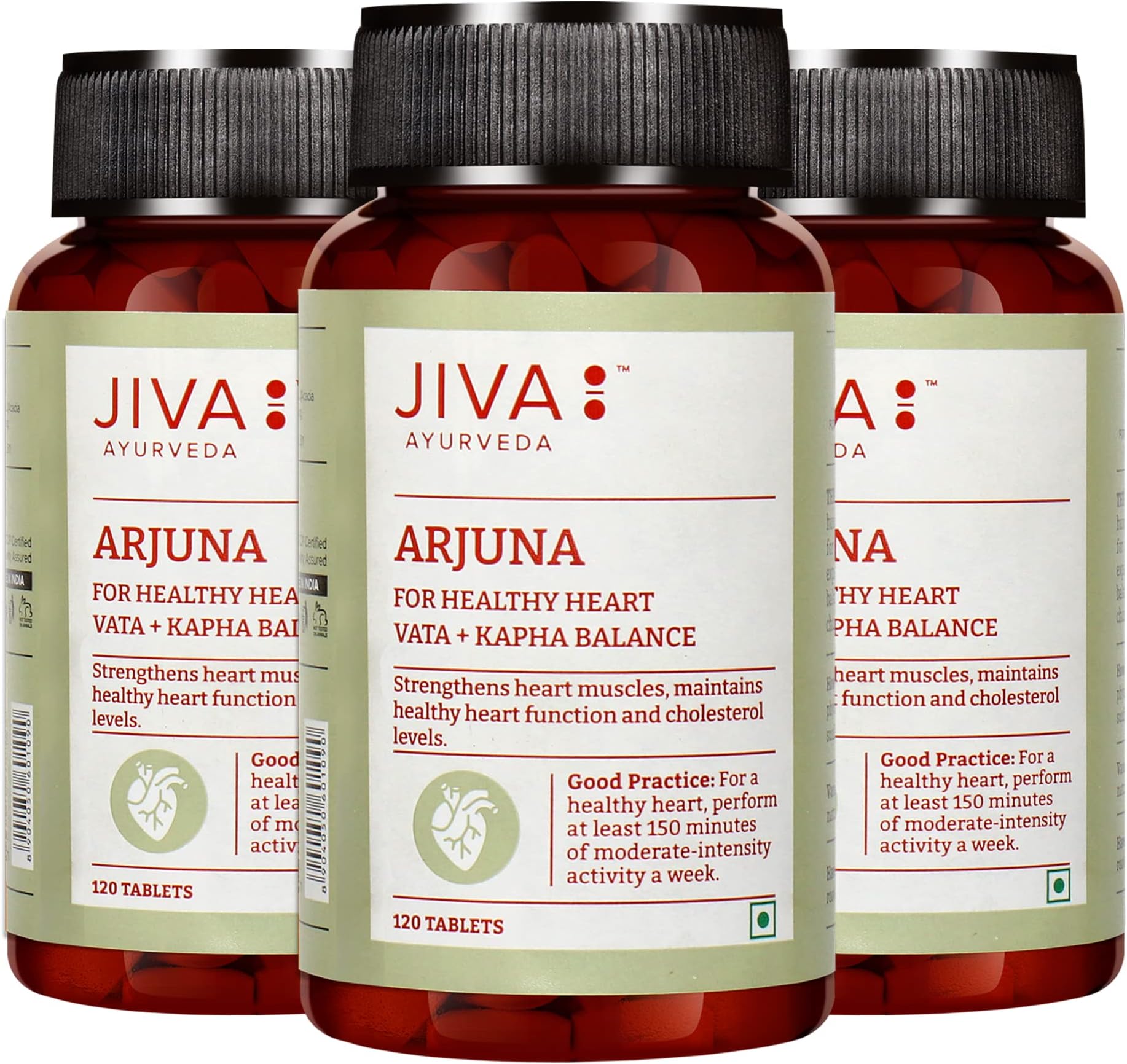 Jiva Arjuna Tablets 500mg 360 Tablets Promotes Heart Health | Manages Cholesterol Level 120 Tablets (Pack of 3)