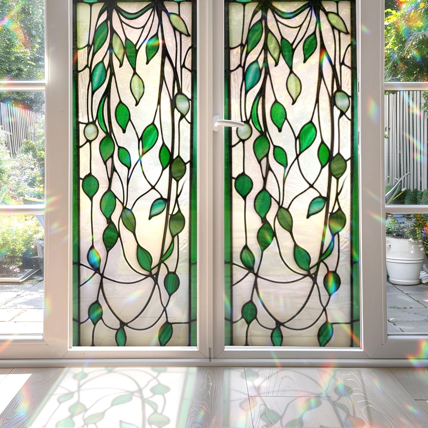 String of Pearls Stained Glass Window Film, Decorative String of Pearls Stained Glass Window Film, String of Pearls Stained Glass Window Film for Bathroom Door Heat Anti UV RF04