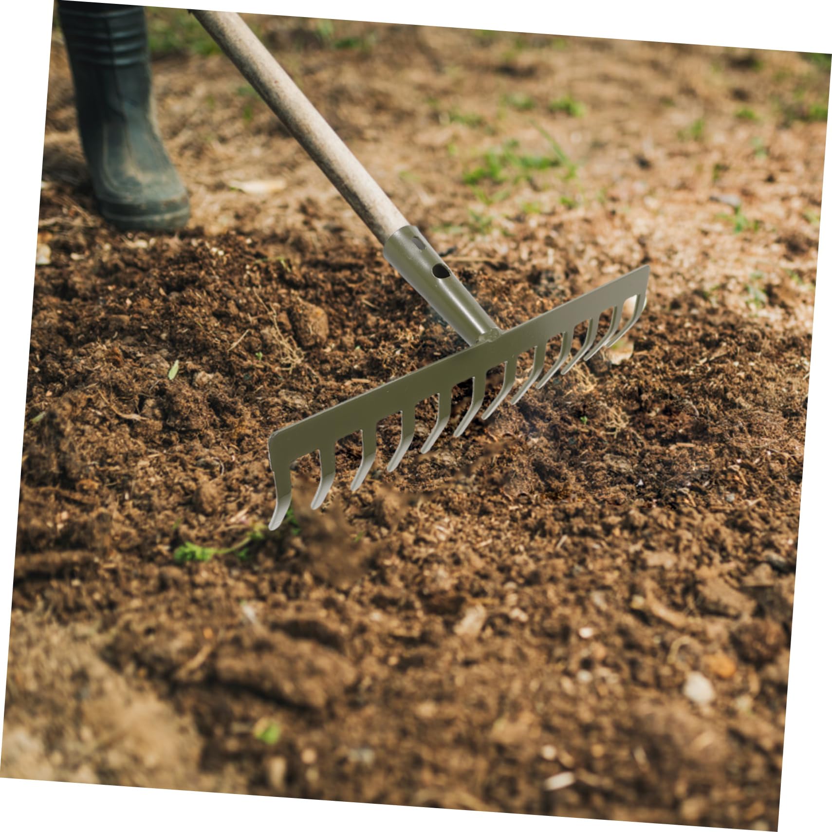 NUOBESTY 4 Pièces râteau de Jardin Devoir désherbage Dents relâchement Lourd râteaux de Jardin pour pelouses râteau pour enlever Les Plantes à Gazon Acier Carbone Green