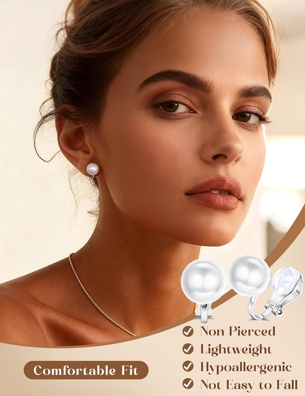 THUNARAZ Comfortable Clip on Earrings for Women Sparklrd Crystal Clip Earrings CZ Cute Butterfly Flower Pearl Clip on Earrings Non Piercing Jewelry - Image 5