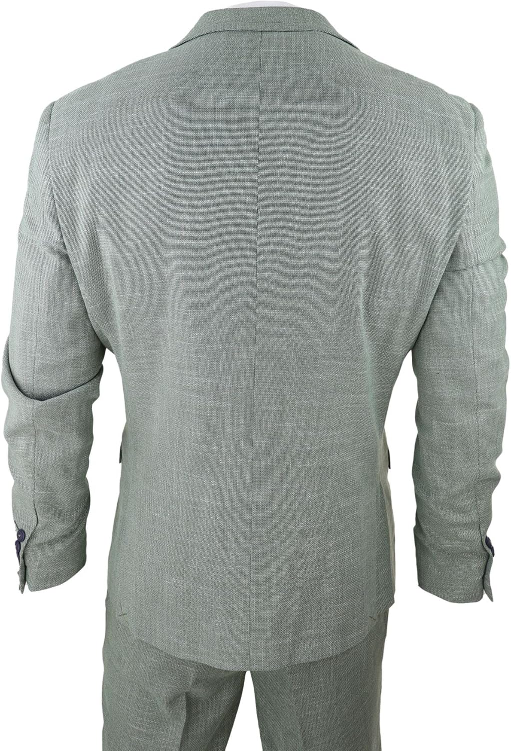 Mens 3 Piece Suit Sage Green Summer Linen Tailored Fit Wedding Prom Classic