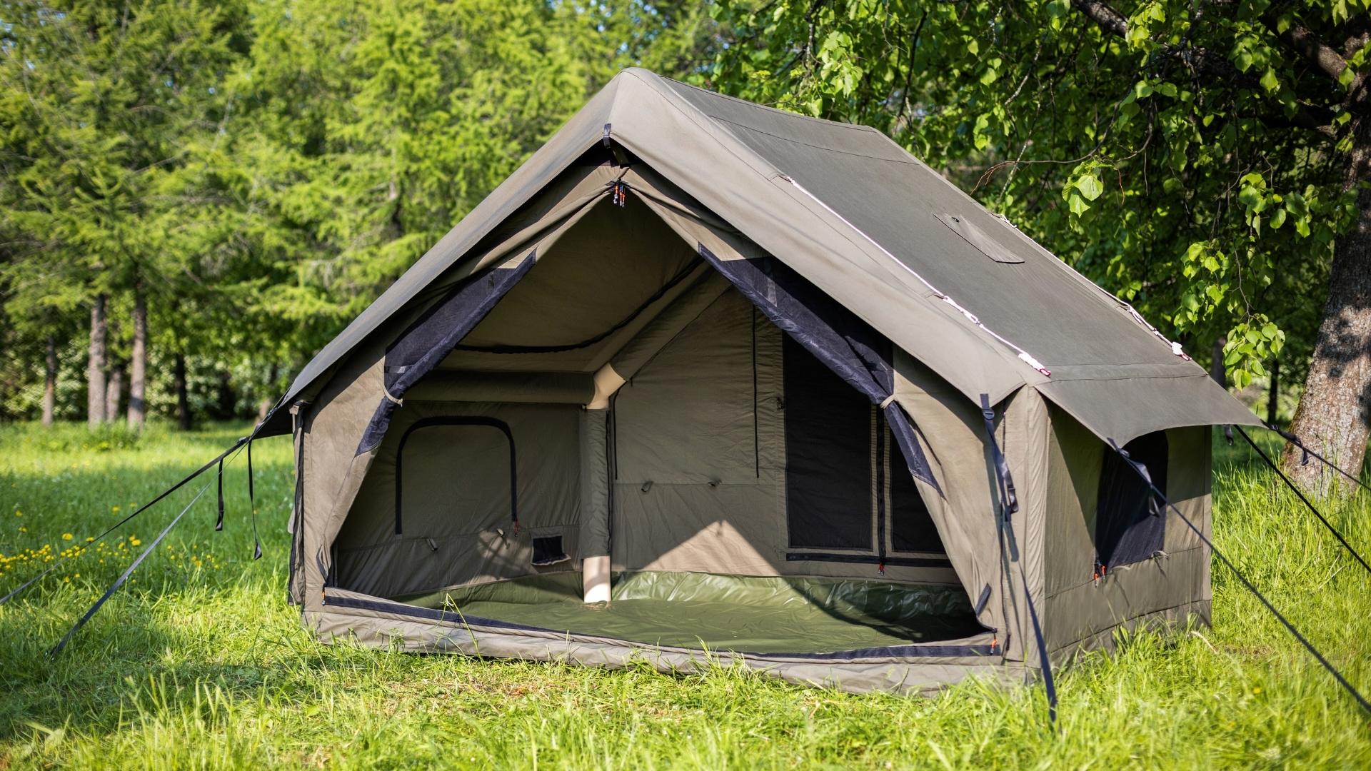 RBM Outdoors Panda Air Inflatable Canvas Camping Tent with Stove