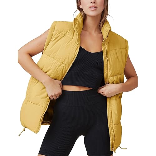 Athlisan Womens Zip Up Puffer Vest Stand Collar Sleeveless Padded Jacket Coat