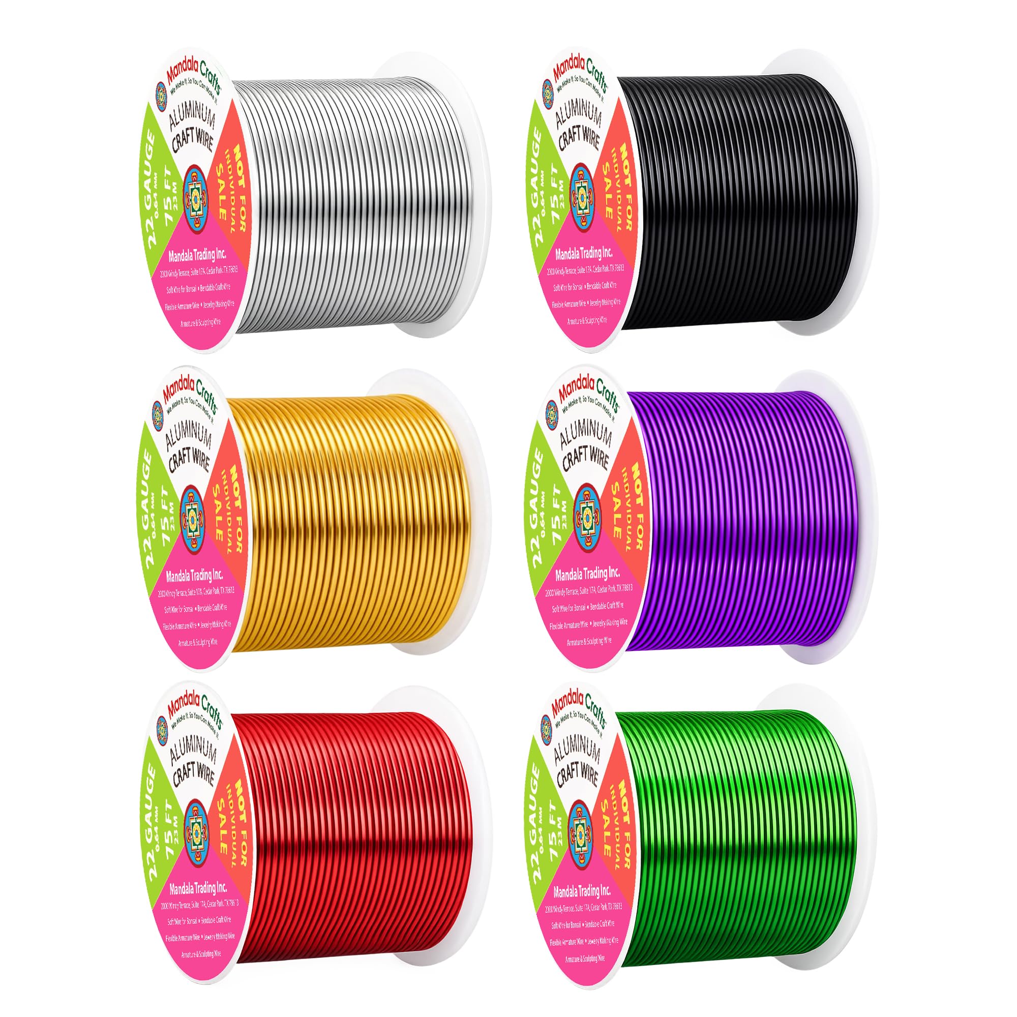 Mandala Crafts 22 GA Silver Black Red Assorted Anodized Aluminum Craft Wire