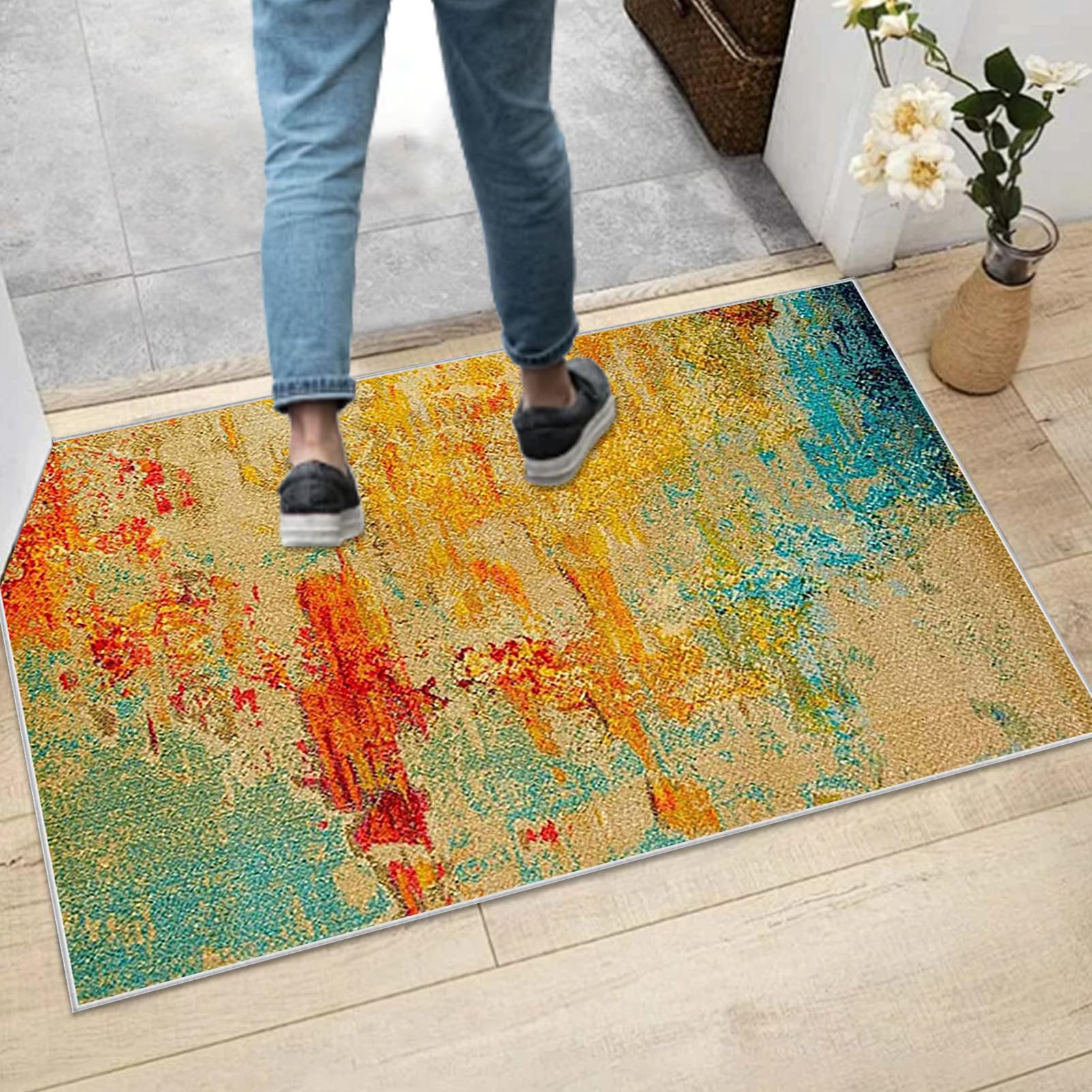 Dywan Chodnik Przedpokój Antypoślizgowy Zmywalny Dywan Kuchenny 90 x 200 cm Chłonny Bieżnik Wejście Dywan z krótkim włosiem do przedpokoju, wejścia, salonu, sypialni, pralni