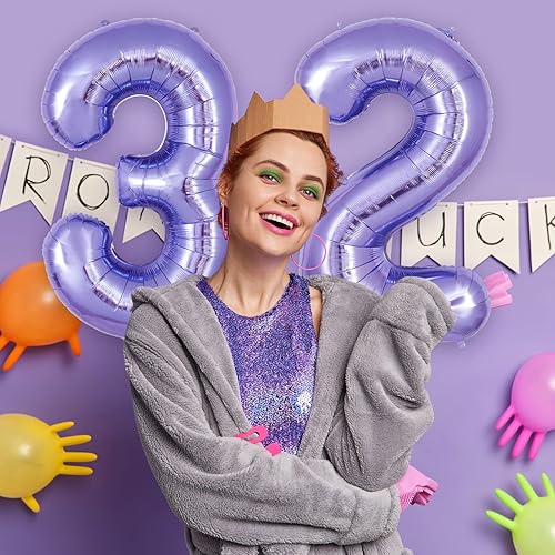 Miniatura 5 de Globo morado del número 2 de 40 pulgadas, globos grandes de aluminio con número de helio, globos gigantes gigantes de Mylar número 1 para decoración
