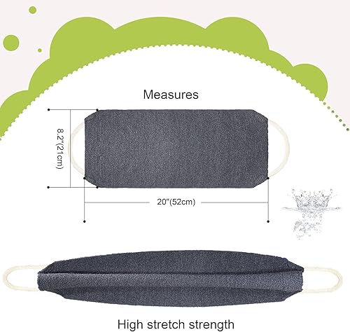 Miniatura 6 de MIG4U Exfoliante de espalda para ducha para hombres y mujeres, 2 correas de baño con asas, larga y resistente toalla exfoliante de lavado de células