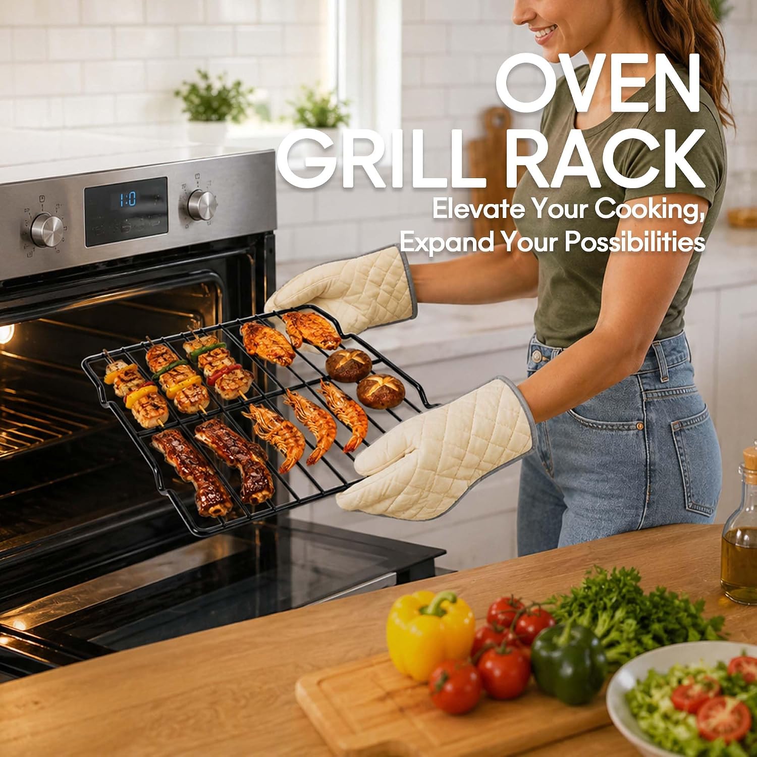 Nonstick Cooling Rack 2-Pack, 10x8 Inch Wire Baking Grid
