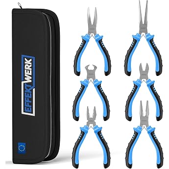 6 Pcs Mini Pliers Set Linesman Pliers Long Nose Needle Pliers Curved Wire Cutter and Side Cutters Tool Kit for Electronic Repairs