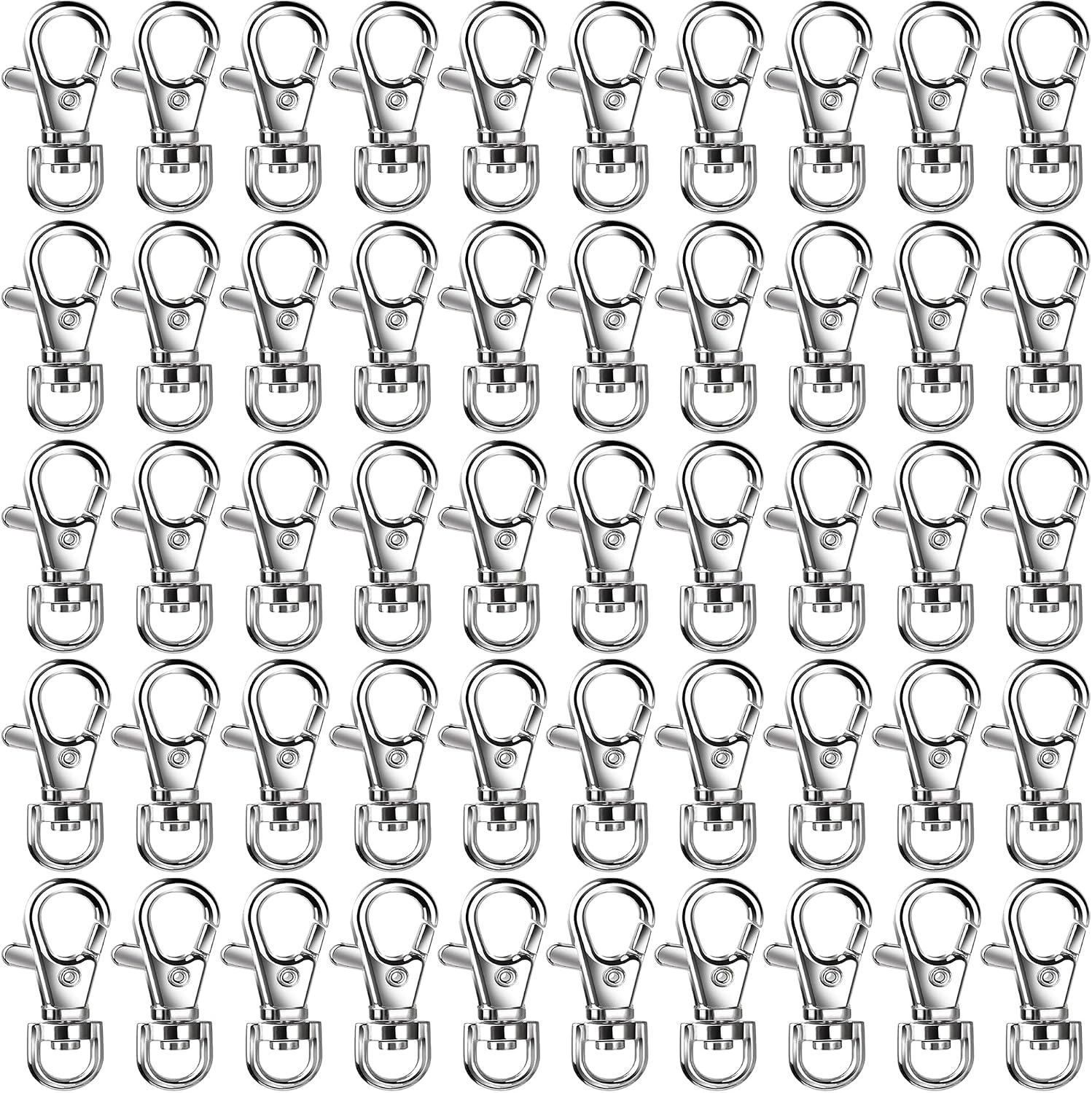 50PCS Keychain Hook Clip with Swivel Lanyard Snap Hook, Lobster Claw Clasp Small Metal Key Chain Clip Hook for DIY Crafts, Pet Collar, Keychain Hardware