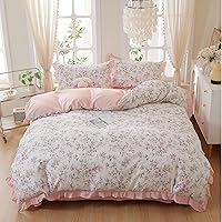 Vista 88 de 3 piezas de juego de funda de edredón tamaño individual XL, funda de edredón blanca con estampado floral azul, ropa de cama coquette de algodón