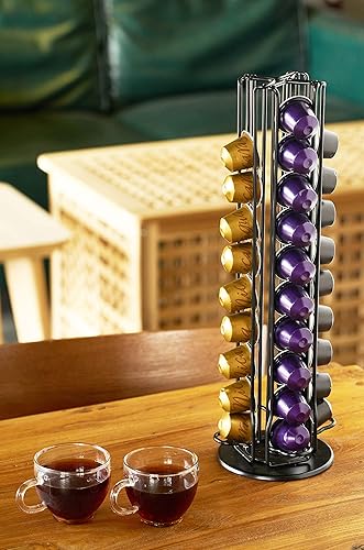 Vista 2 de Coffee Pod Carousel Capsules Holder Storage Organizer Rack Compatible with Nespresso Original Line 40 Pods, Black