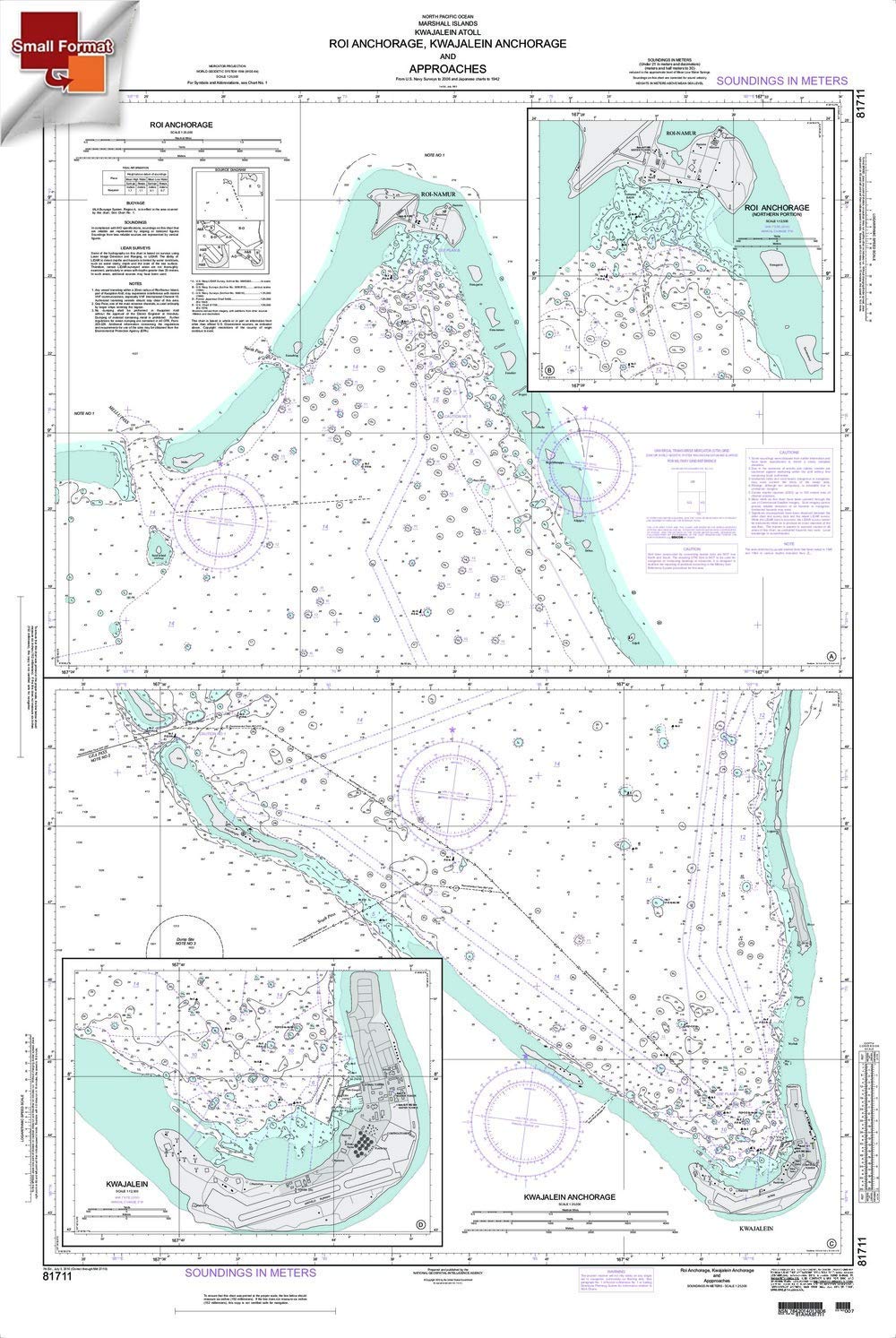 Paradise Cay Publications NGA Chart 81711: RoiáAnchorage Kwajalein Anchorage and Approaches, Approx. Size 21