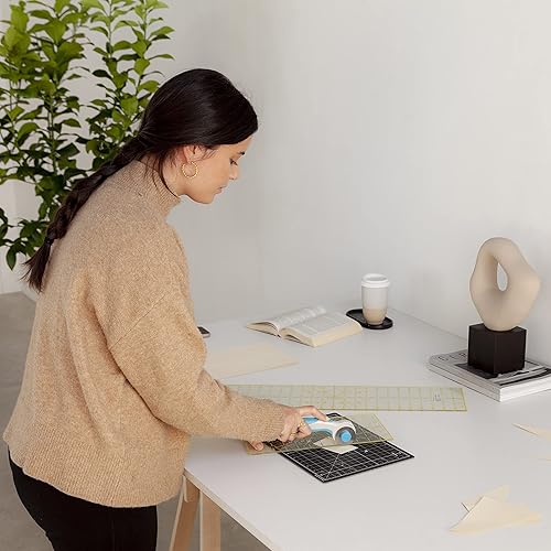 Miniatura 7 de Elan Tapete de corte A0 negro y beige, 5 capas, tapete de corte autorreparable, 47.2 x 35.4 in, tabla de cortar para manualidades, alfombra de arte,