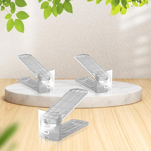 Miniatura 2 de FENRUNXU Organizador de ranuras para zapatos para armario, paquete de 12 estantes de acrílico para zapatos, organizador para armario, ahorro de