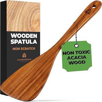 Wooden Spatula for Cooking, 12" Acacia Wood for Flipping & Frying