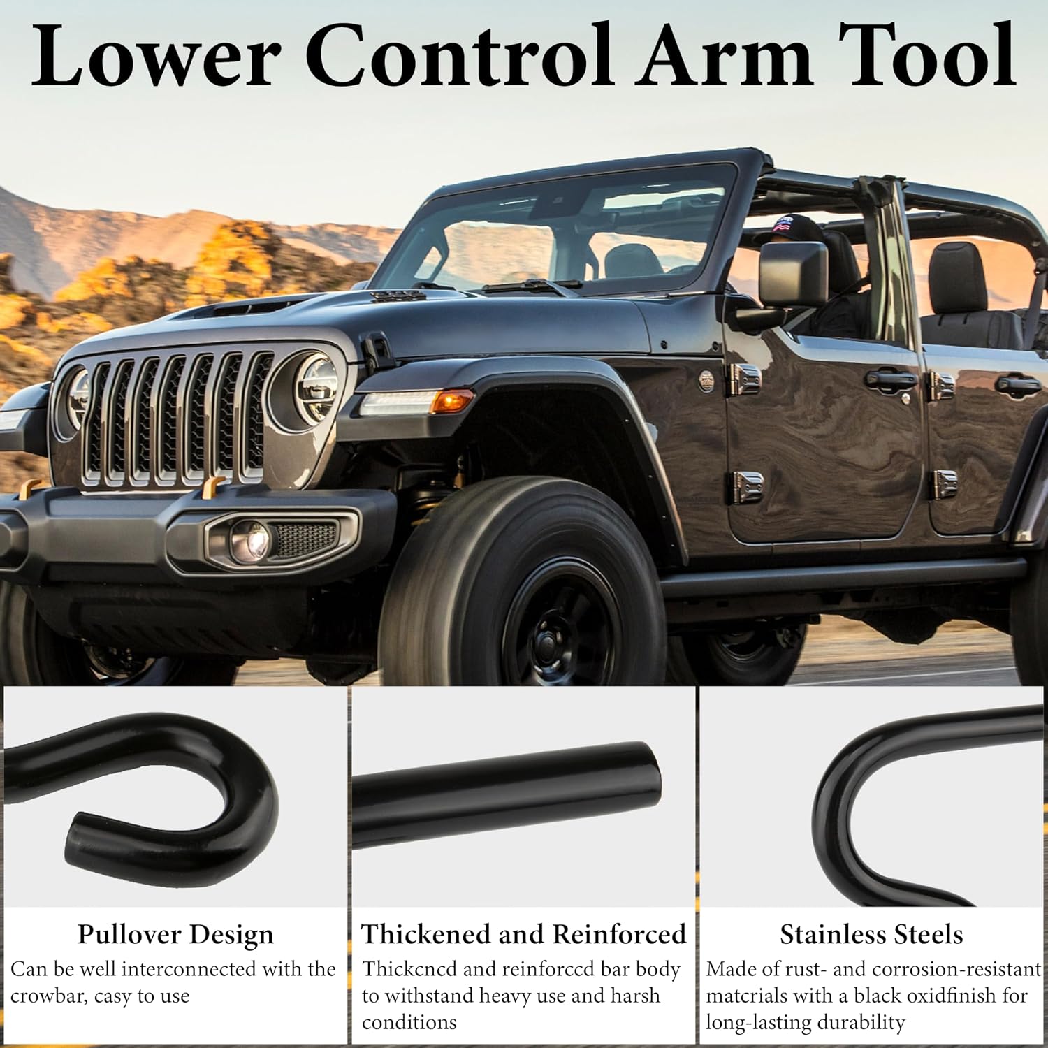 Sixzoo 6007 Lower Control Arm Prying Tool for 7/8 Inches Diameter Pry Bar, Black Powder Coated Control Arm Bushing Removal Tool, Suspension Bushing Removerfor Front Axles, CV Joints