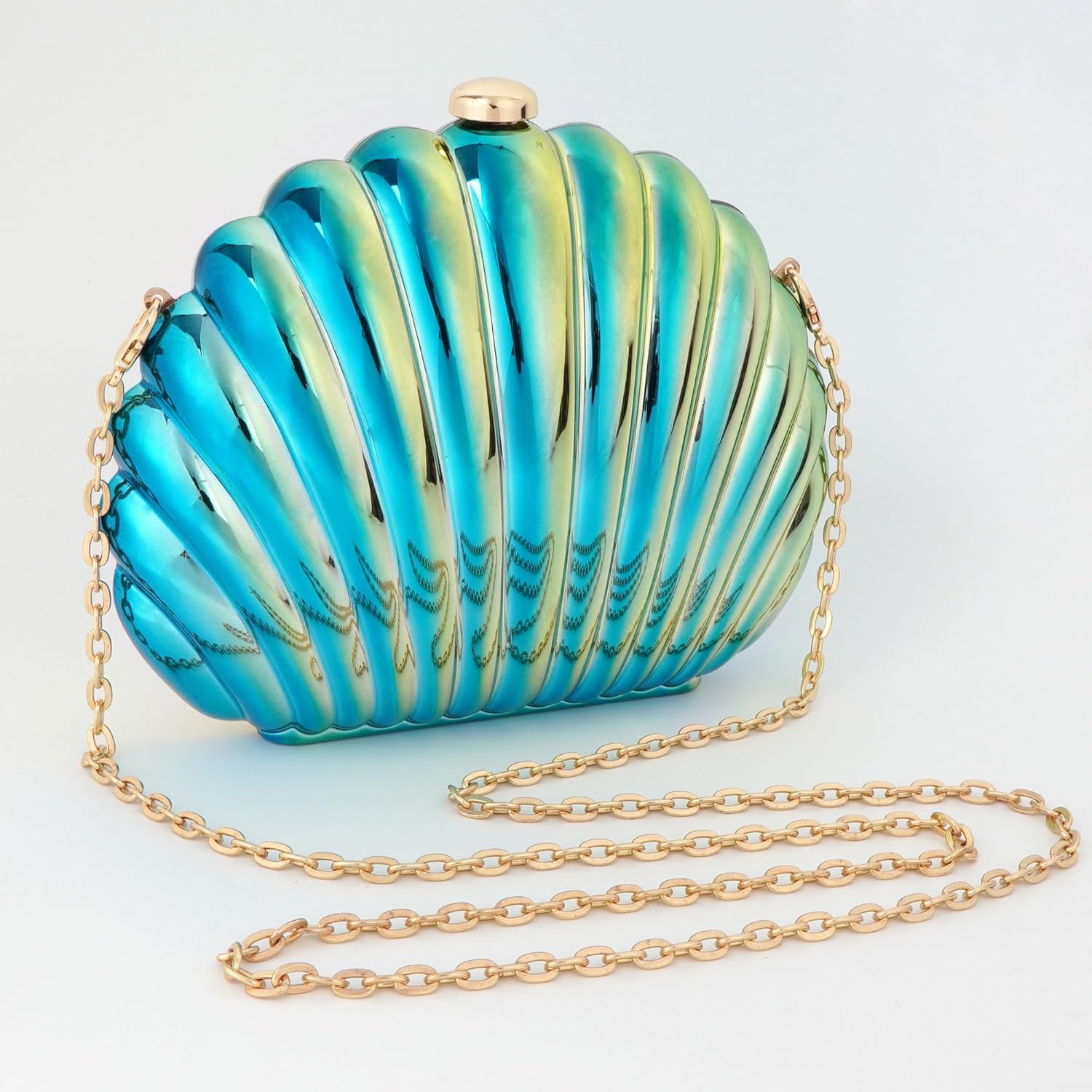 Women Evening Bag Acrylic Clutch Purse Shell Shape Shoulder Cross-body Chain Box Bag
