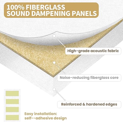 Miniatura 4 de 6 paneles acústicos, grandes paneles de pared insonorizados, paneles profesionales de fibra de vidrio que absorben el sonido, paneles de espuma a