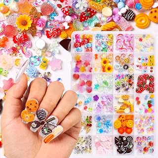 3D Mix Assorted Color Nail Charms Acrylic Multi Cute Nail Art Charms Hollow Candy Jewelry Nail Supplies for Nail Art Design DIY Crafts Accessories (Charming Colors)