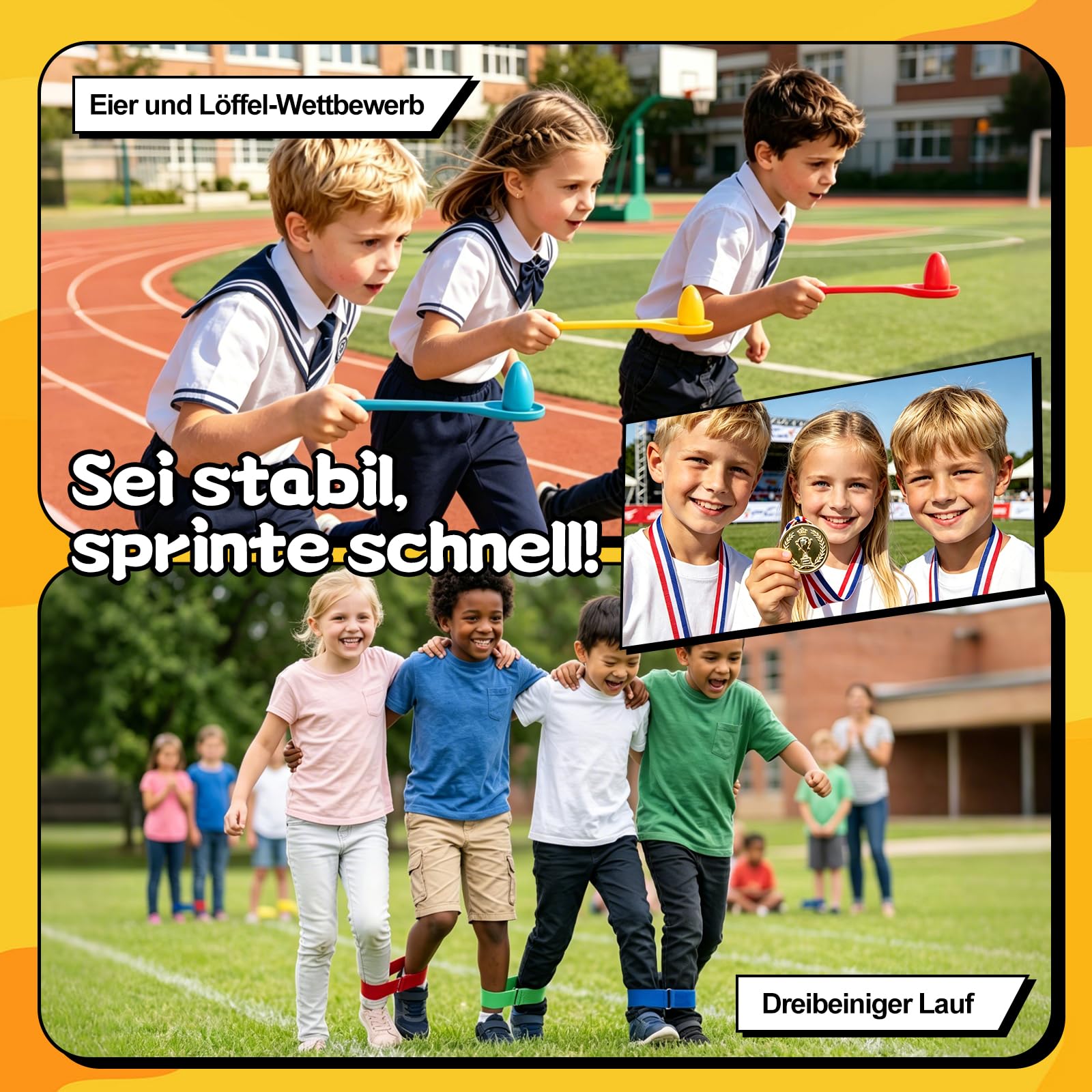 Outdoor Karnevals Spiele, Sackhüpfen Säcke, Eierlauf Spiel, Ringwurfspiel, Kartoffelsackbeutel, 3-beiniges Rennband, Light Up Pylonen Kinder Outdoor Spiele, und Feldtag, Familientag, Hof, Rasen