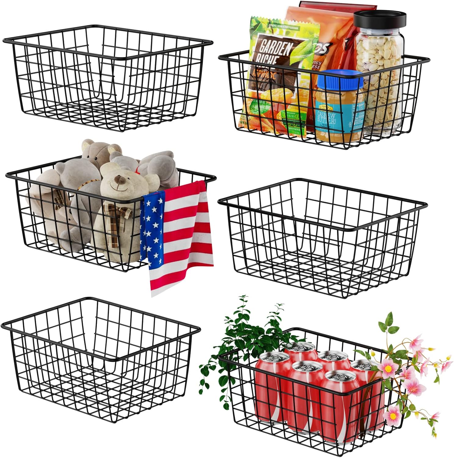Wire Baskets, Warmfill 6 Pack Wire Storage Baskets Pantry
