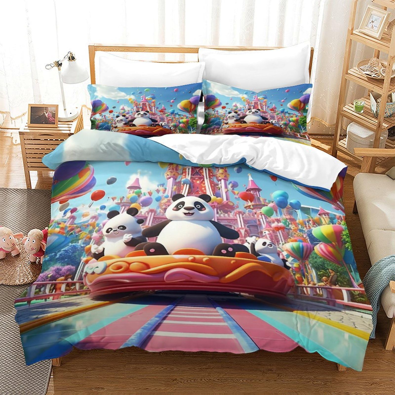 Funda de edredón de parques de atracciones 3D Super King 260x220 cm con fundas de almohada
