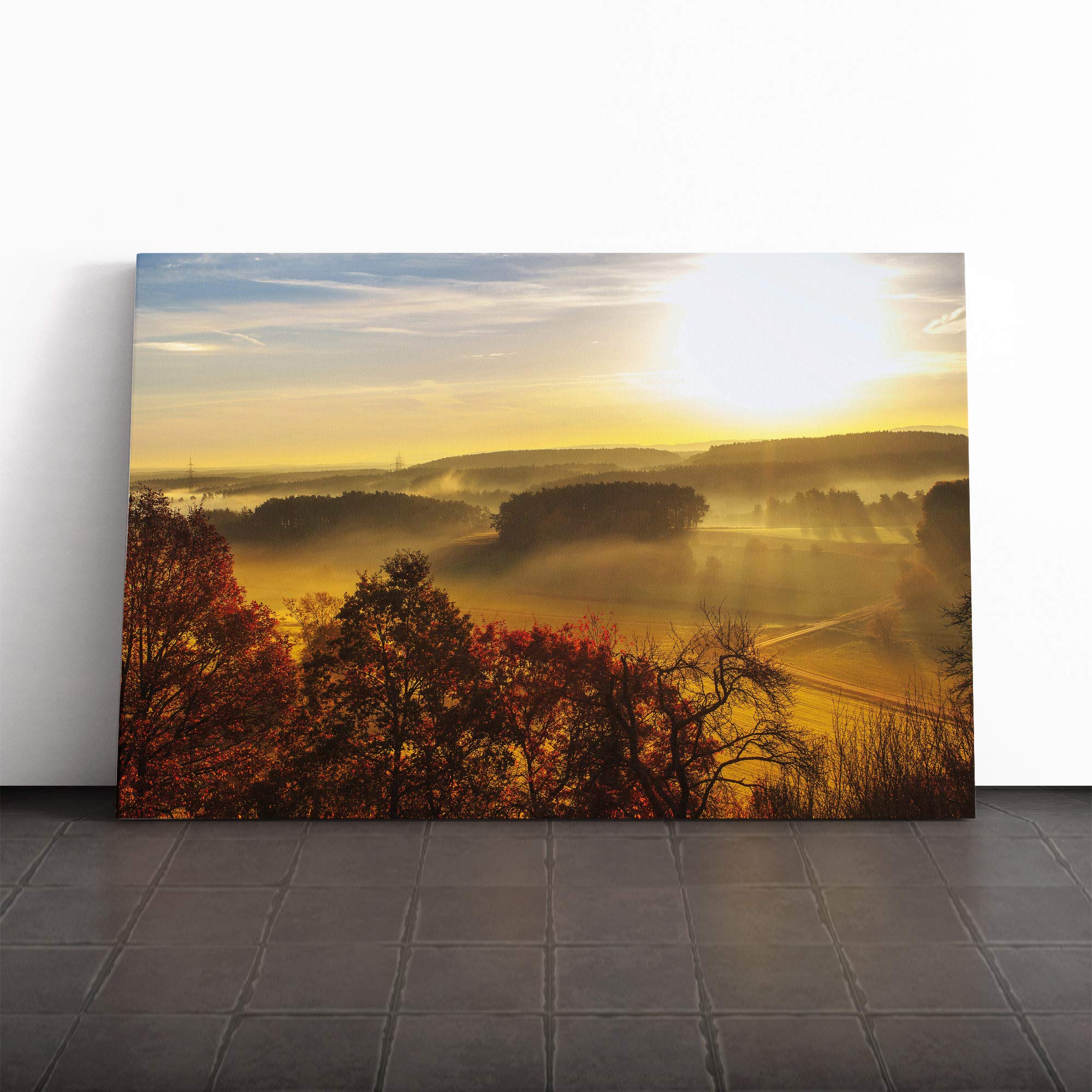 Beautiful Sunrise Landscape (5) Canvas Print | Gallery Wrapped 30mm Frame Wall Art | 24x16 inches | Ready to Hang | Modern Landscape Picture | Living Room Bedroom Lounge Office