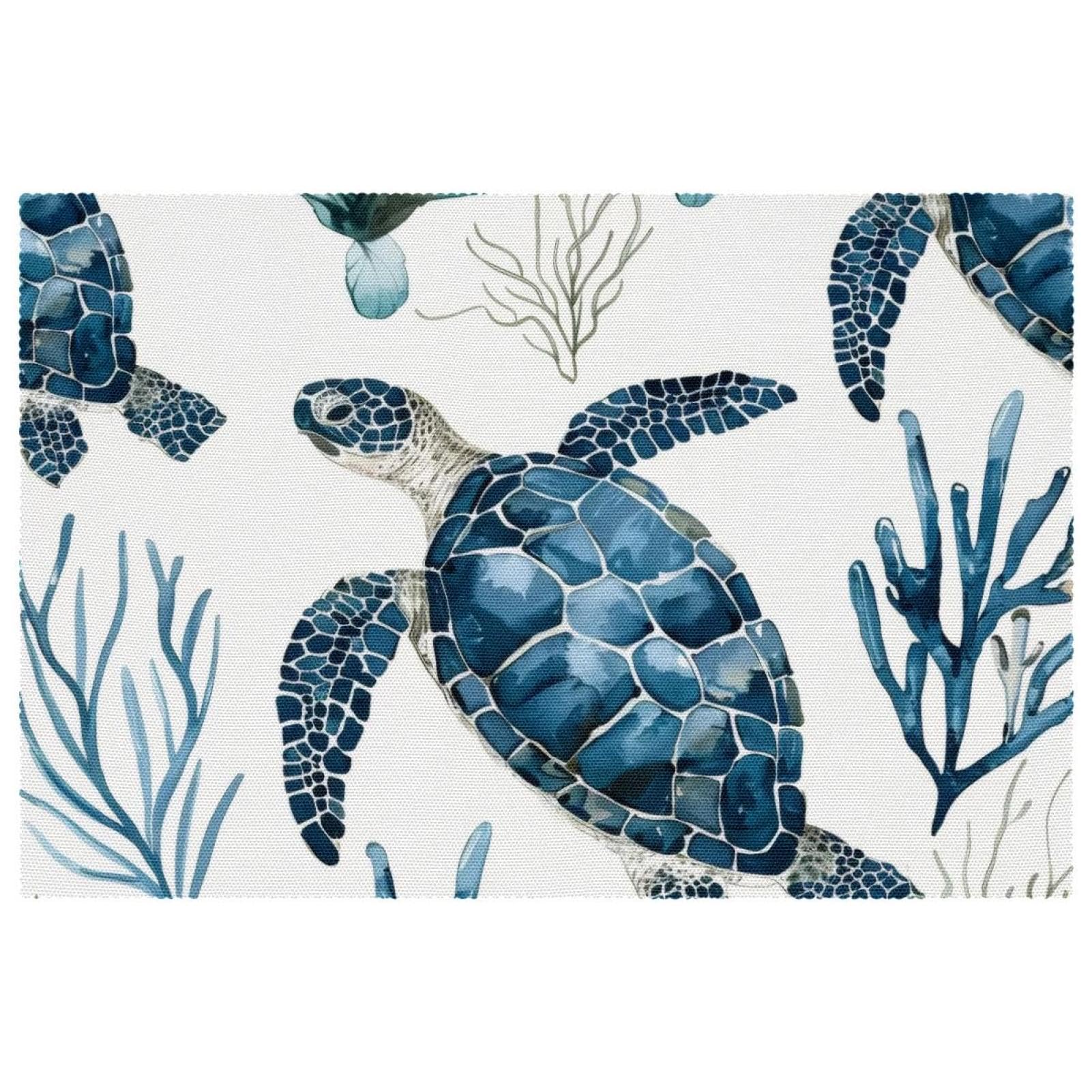 Sets de table en tissu Oxford lavables faciles à nettoyer motif tortue marine